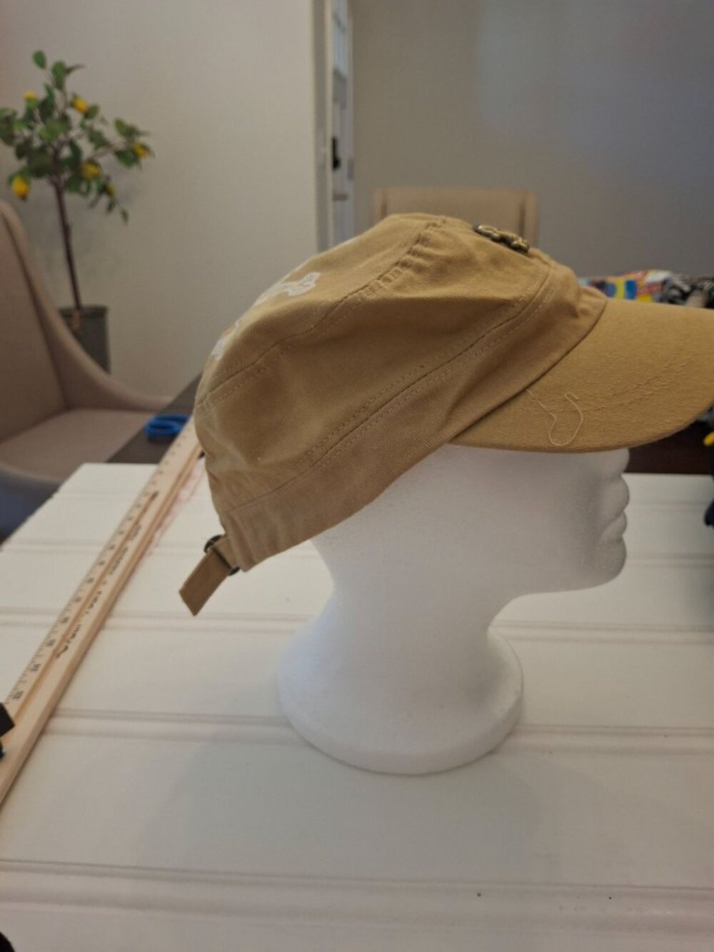 Stussy Military Cap Tan Skull Graphic Adjustable Cotton Y2K Skate Streetwear Hat - Picture 4 of 10